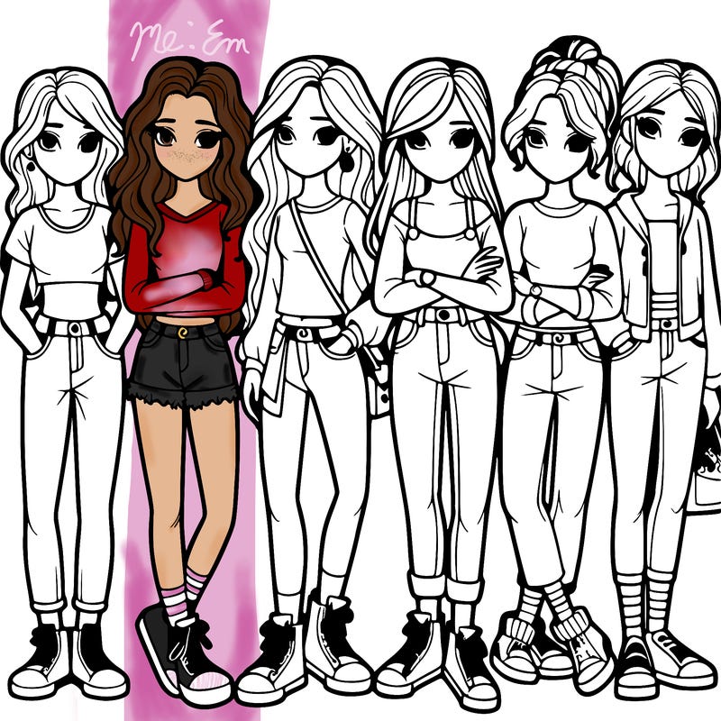 a group of teenage girls in a line