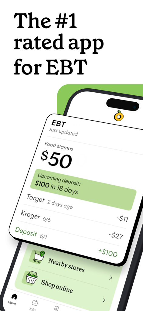 Propel app dashboard showing a fifty dollar EBT balance and upcoming deposit information