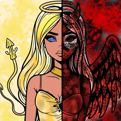 devil vs angel realistic girl