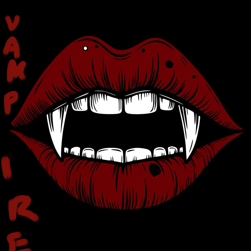 lips with vampire teeth