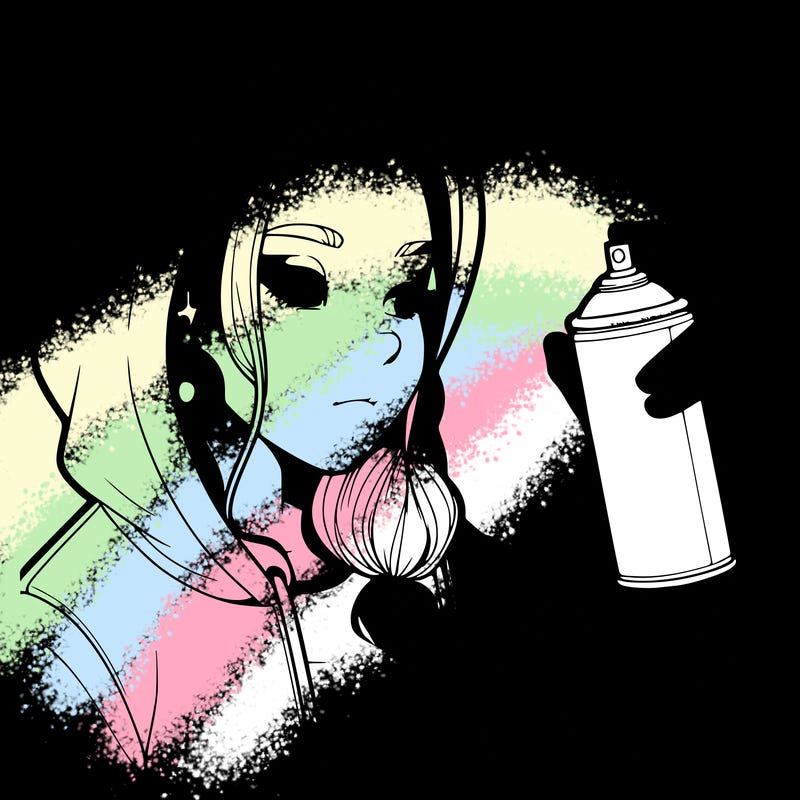 a realistic girl, spray painting