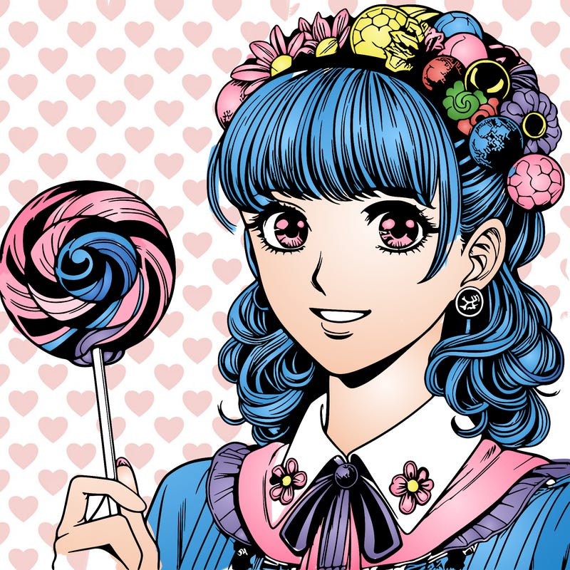 manga character woman candy realistic