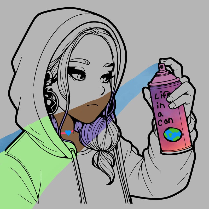 a realistic girl, spray painting