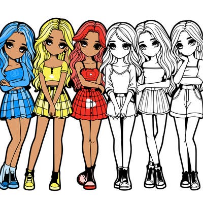 a group of girls realistic