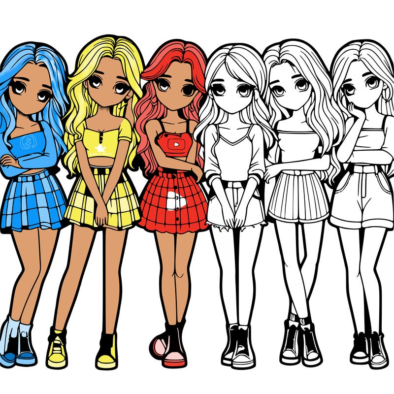 a group of girls realistic