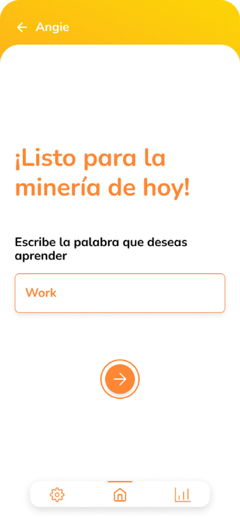RAIO App - RAIO app interface showing a sentence mining feature where users enter a word to start learning