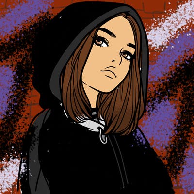 a realistic girl in a hoodie