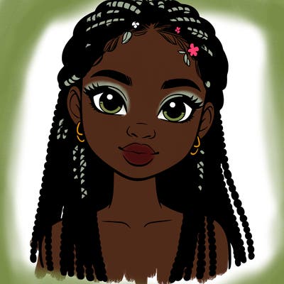 a realistic black girl with braids