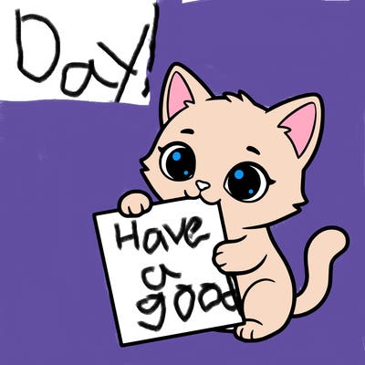 a small cat with a blank sheet of paper in its hand. the cat is sooooooo cute!