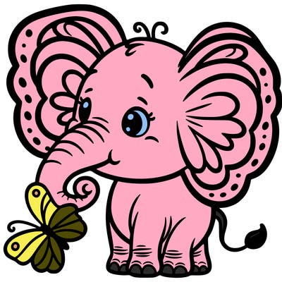 elephant with butterfly ears