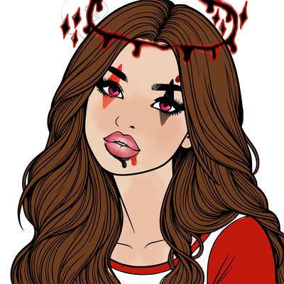 realistic girl with hair on her hair and lips