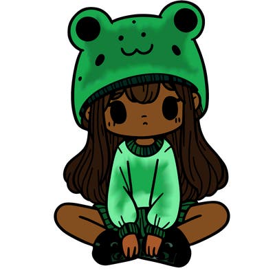 a girl wearing a frog hat and some frog socks