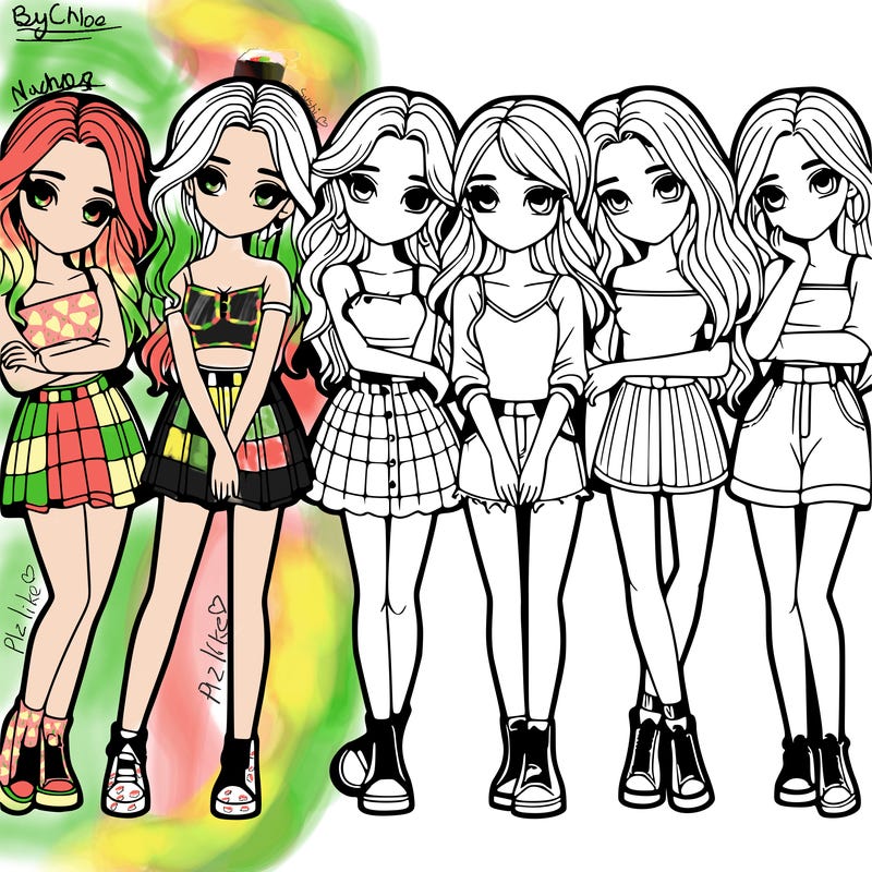 a group of girls realistic