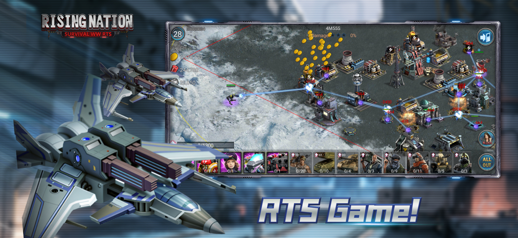 Rising Nation: Survival WW RTS - Futuristic aircraft and real time strategy base combat in Rising Nation Survival WW RTS