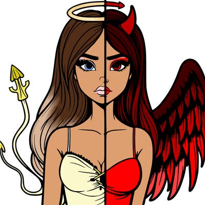 devil vs angel realistic girl