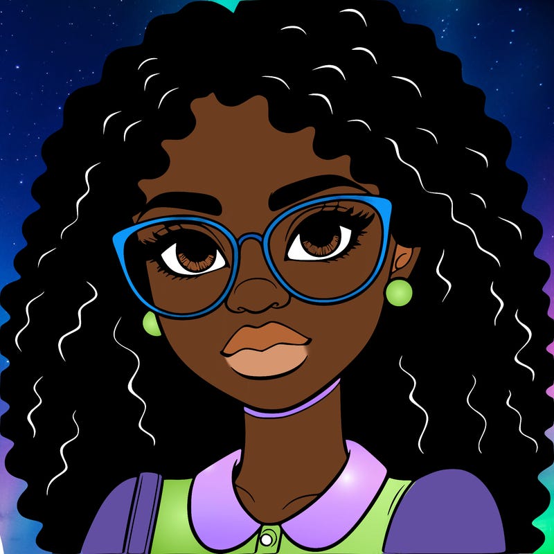 black woman with glasses.