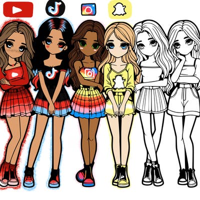 a group of girls realistic