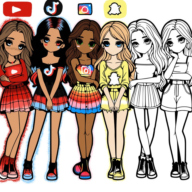 a group of girls realistic