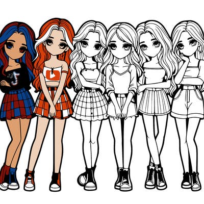 a group of girls realistic