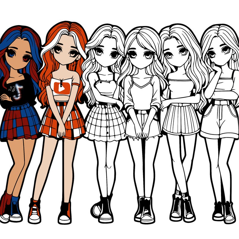 a group of girls realistic