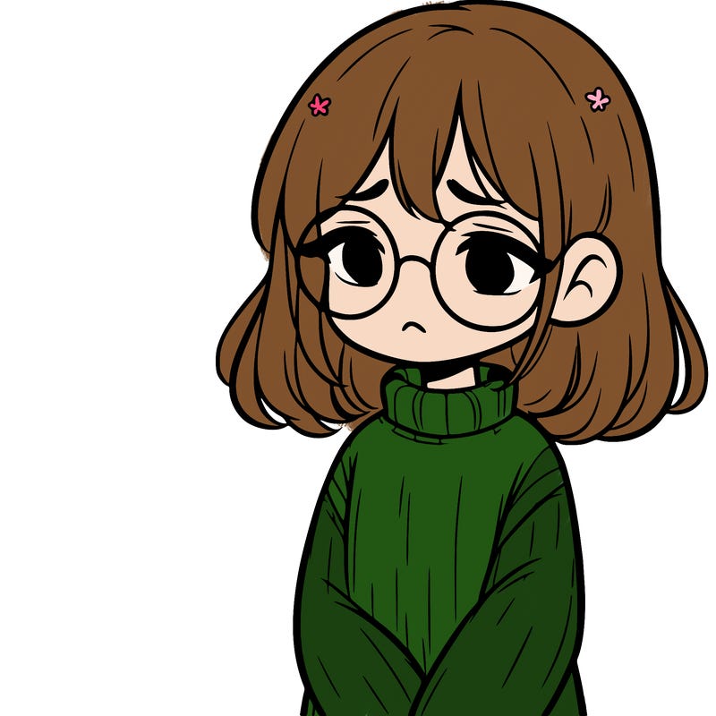 sad girl with glasses in a sweater