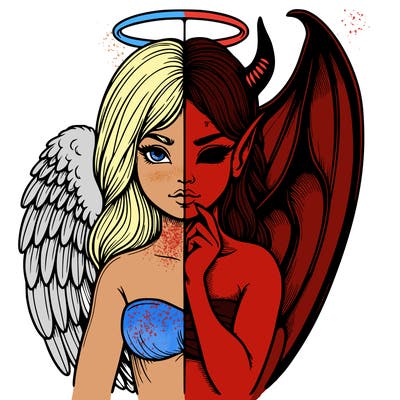 realistic angel half demon