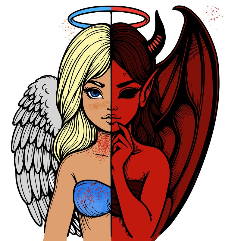 realistic angel half demon