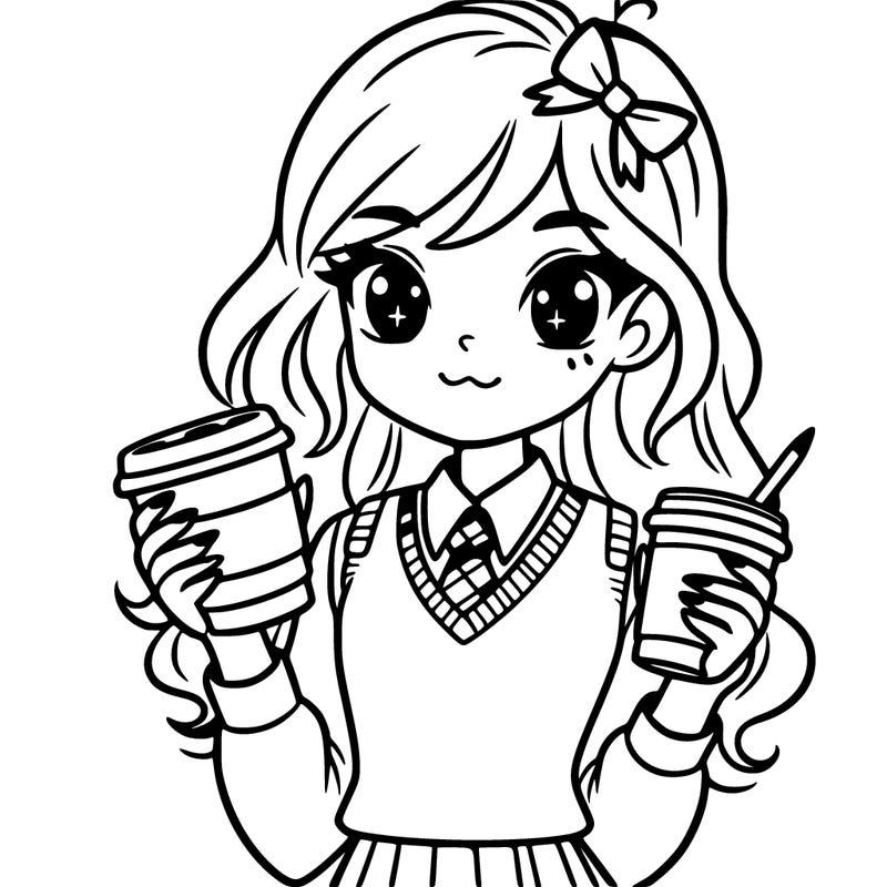 preppy girl holding a coffe