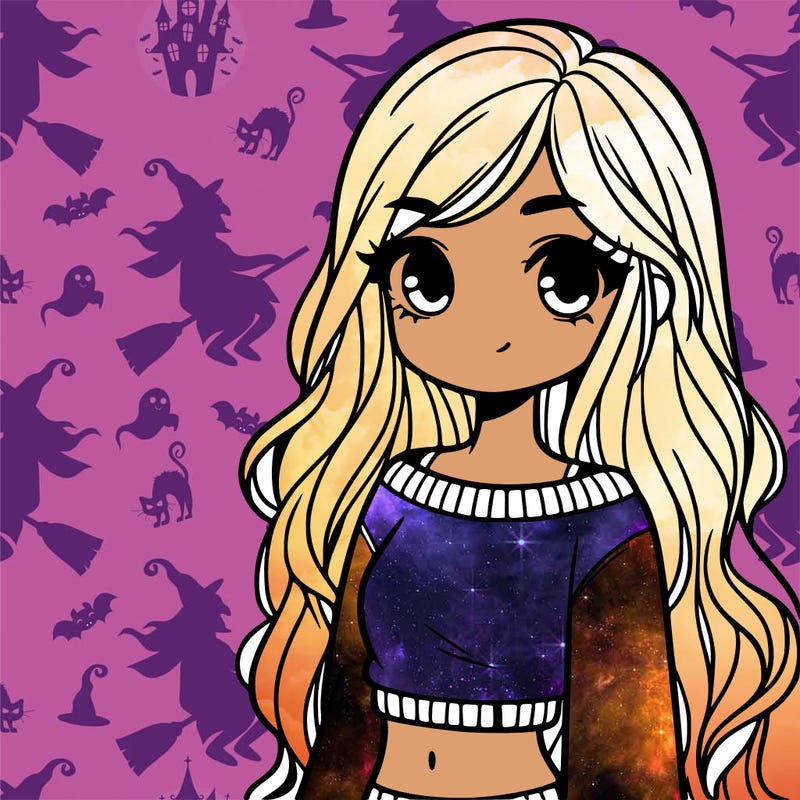 girl with long hair and a crop top with a sweater