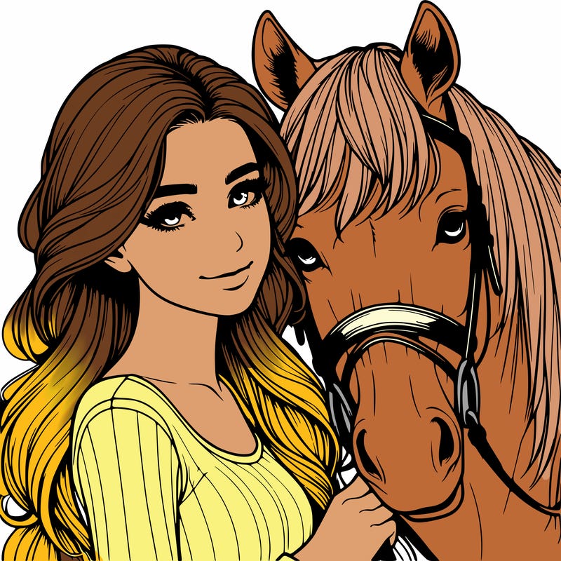 realistic girl with horse