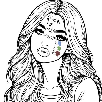 realistic girl with hair on her hair and lips