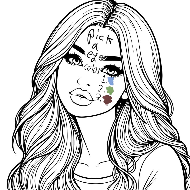 realistic girl with hair on her hair and lips