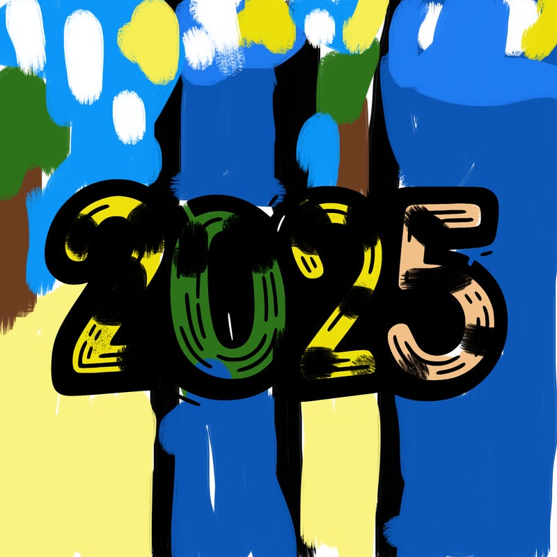 one line scrawled numbers sketch design “2025”