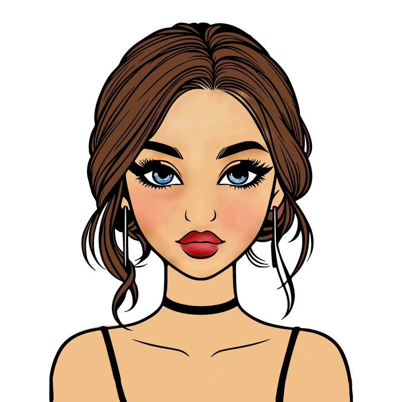 realistic girl with makeup on