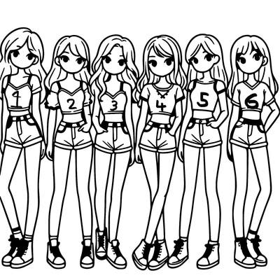 a group of girls wearing crop tops and shorts