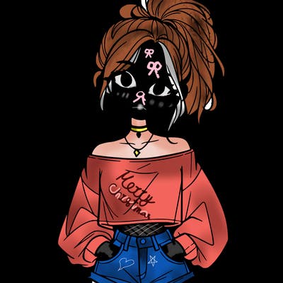 girl with a messy ponytail glasses a baggy crop top and jean shorts