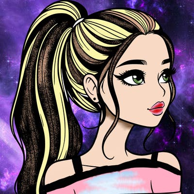 a beautiful and realistic girl with a high pony tail