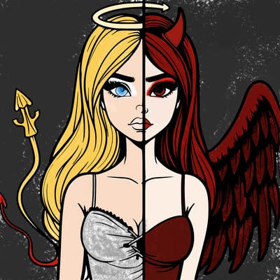 devil vs angel realistic girl