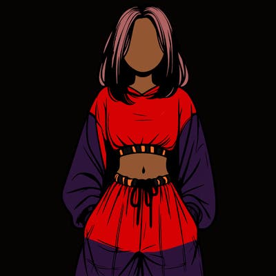 realistic girl faceless with baggy pants and a crop top