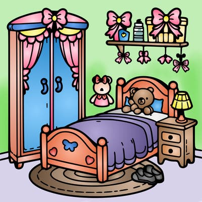 a small bed room with bows