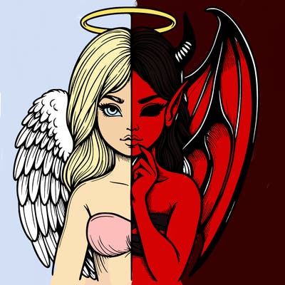 realistic angel half demon