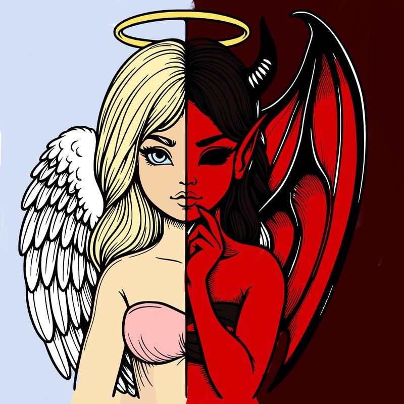 realistic angel half demon