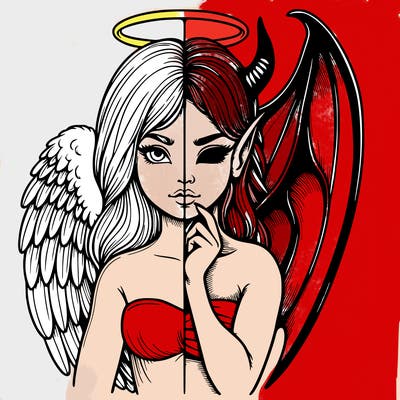 realistic angel half demon