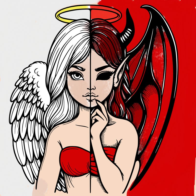 realistic angel half demon