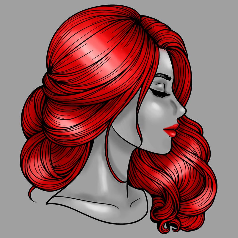 realistic woman's head & hair