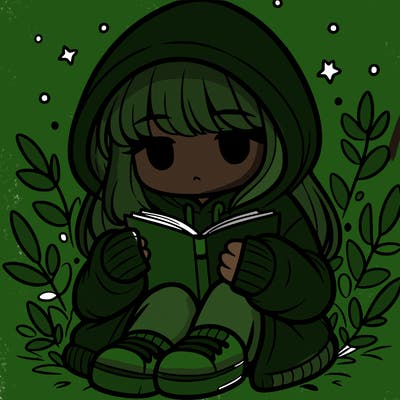 girl in oversized hoodie reading a book