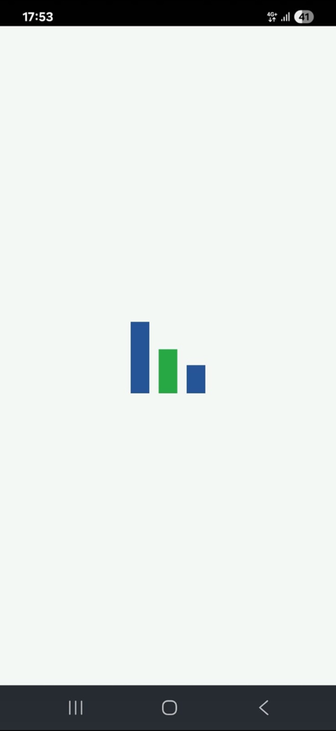 BVM Móvel - Pantalla de presentación de la aplicación BVM Movel con un logotipo minimalista de gráfico de barras