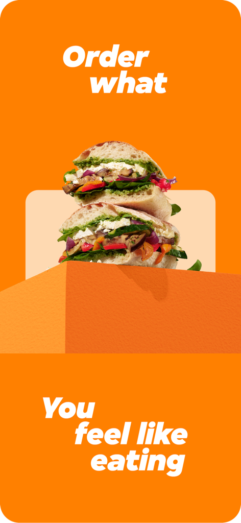 Just Eat Israel Food Delivery - Pantalla de la aplicación Just Eat Israel con un sándwich de verduras y el texto Pide lo que te apetezca comer