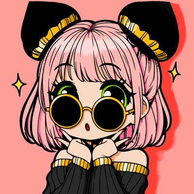 manga girl with hairbuns and sun shape sunglasses