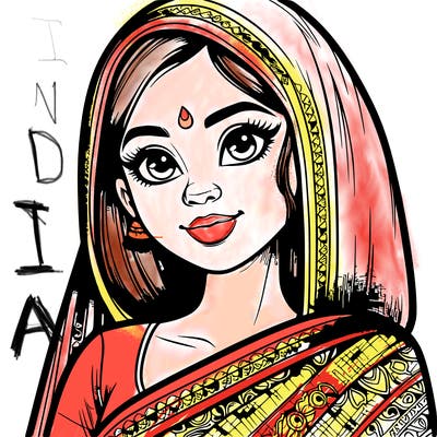 realistic indian girl wearing a sari